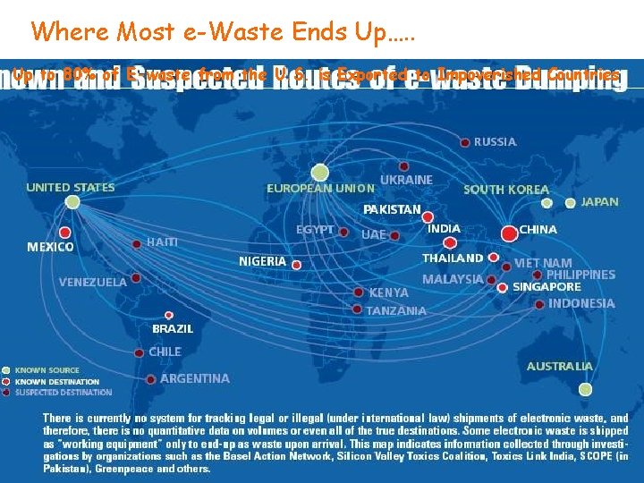 Where Most e-Waste Ends Up…. . Up to 80% of E-waste from the U.