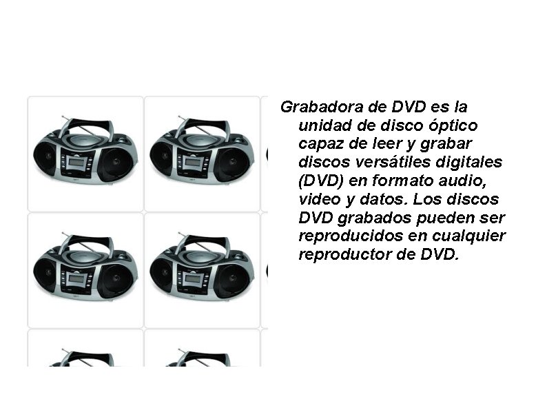 Grabadora de DVD es la unidad de disco óptico capaz de leer y grabar
