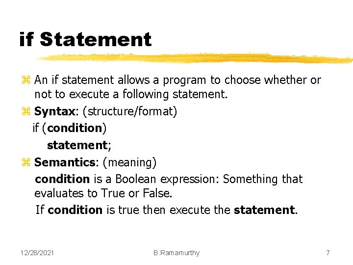 if Statement z An if statement allows a program to choose whether or not if Statement z An if statement allows a program to choose whether or not