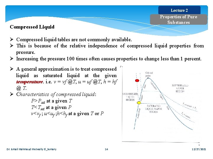 Lecture 2 Properties of Pure Substances Compressed Liquid Ø Compressed liquid tables are not Lecture 2 Properties of Pure Substances Compressed Liquid Ø Compressed liquid tables are not
