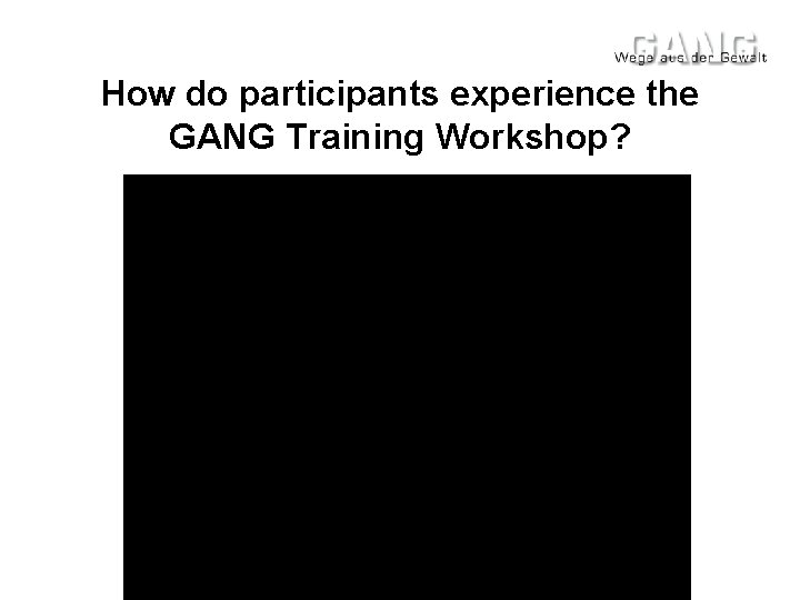 How do participants experience the GANG Training Workshop? 