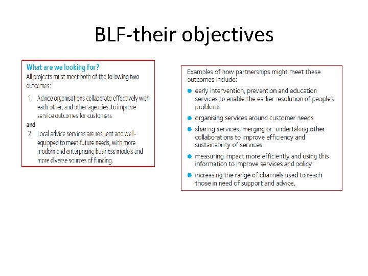BLF-their objectives 