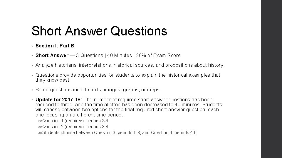 Short Answer Questions • Section I: Part B • Short Answer — 3 Questions