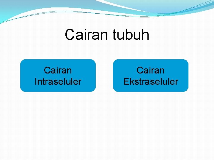 Cairan tubuh Cairan Intraseluler Cairan Ekstraseluler 
