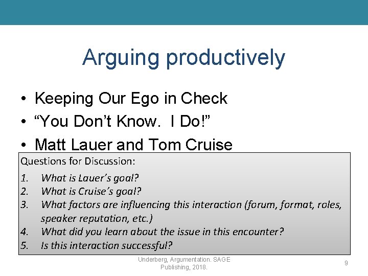 Arguing productively • Keeping Our Ego in Check • “You Don’t Know. I Do!”