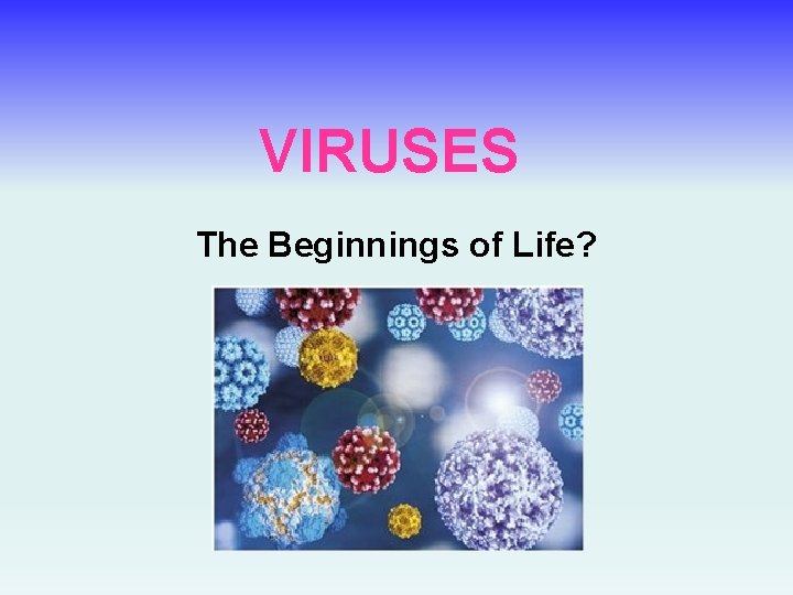 VIRUSES The Beginnings of Life? 