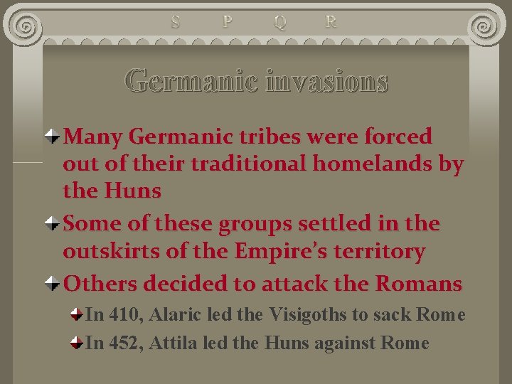 The decline fall of the roman empire Began