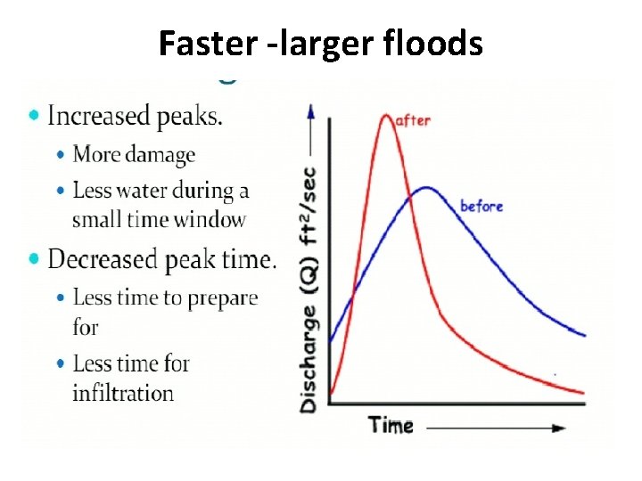 Faster -larger floods Faster -larger floods