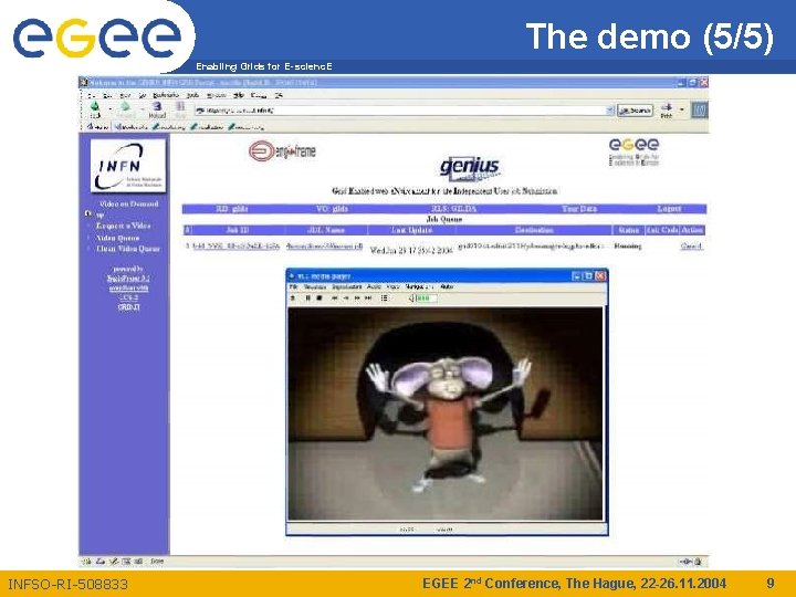 The demo (5/5) Enabling Grids for E-scienc. E INFSO-RI-508833 EGEE 2 nd Conference, The