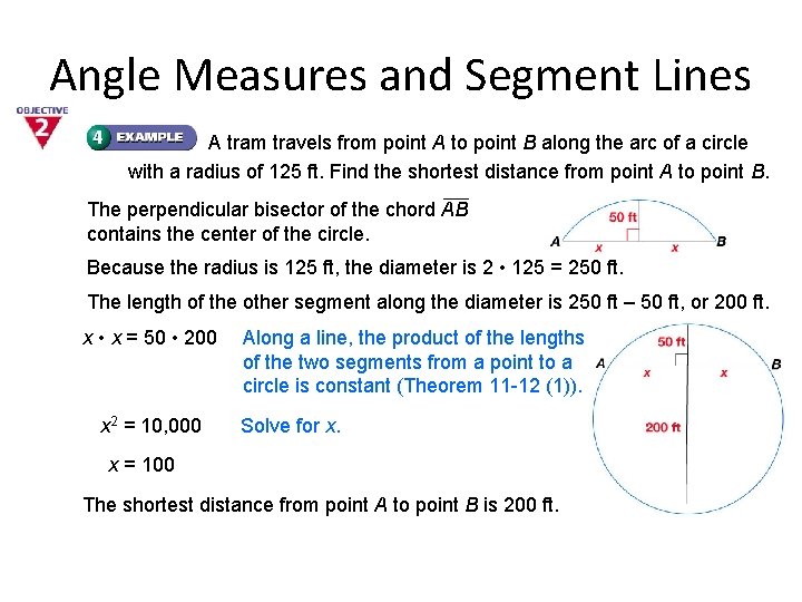 Angle Measures and Segment Lines A tram travels from point A to point B