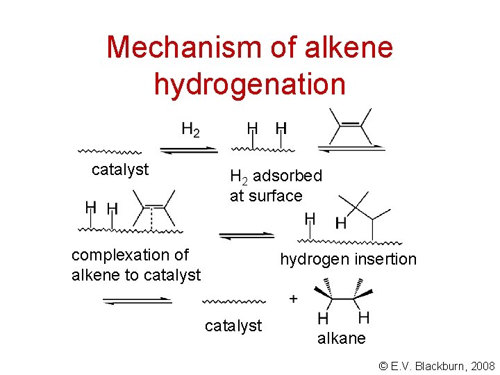 Mechanism of alkene hydrogenation catalyst H 2 adsorbed at surface complexation of alkene to