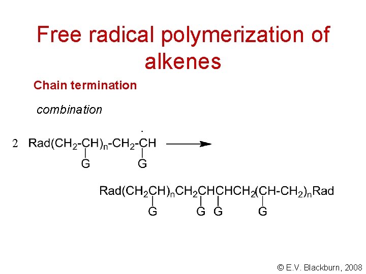 Free radical polymerization of alkenes Chain termination combination 2 © E. V. Blackburn, 2008