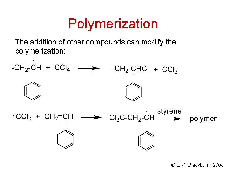 Polymerization The addition of other compounds can modify the polymerization: © E. V. Blackburn,