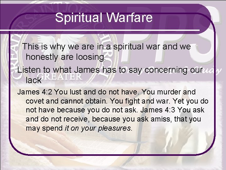 Spiritual Warfare This is why we are in a spiritual war and we honestly