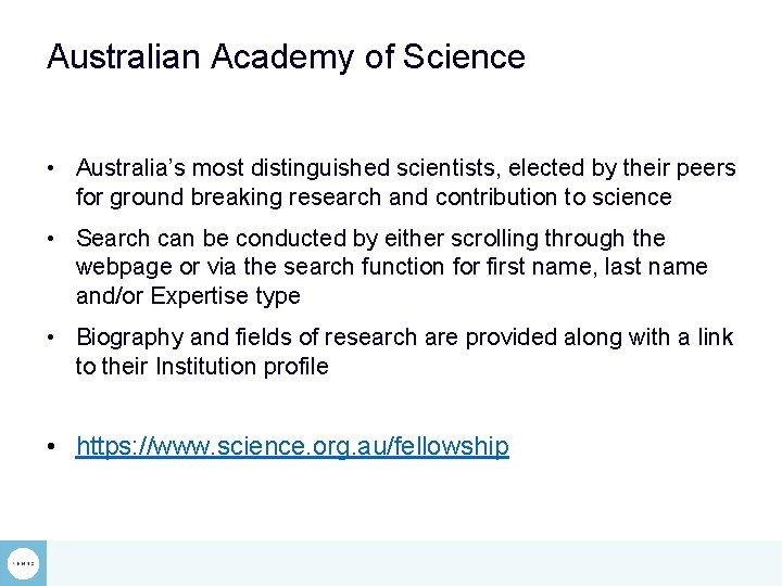 Australian Academy of Science • Australia’s most distinguished scientists, elected by their peers for