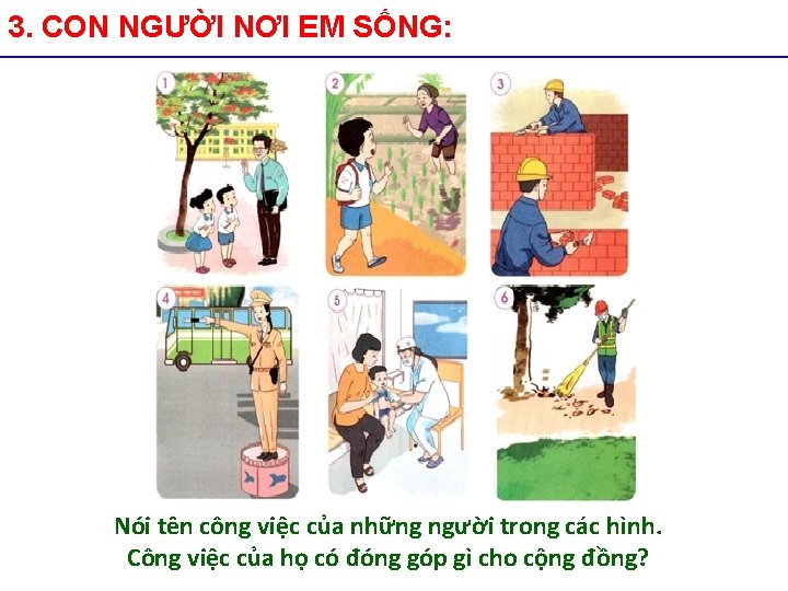 3. CON NGƯỜI NƠI EM SỐNG: Nói tên công việc của những người trong