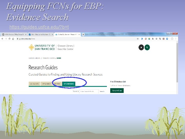 Equipping FCNs for EBP: Evidence Search https: //guides. usfca. edu/? b=t 