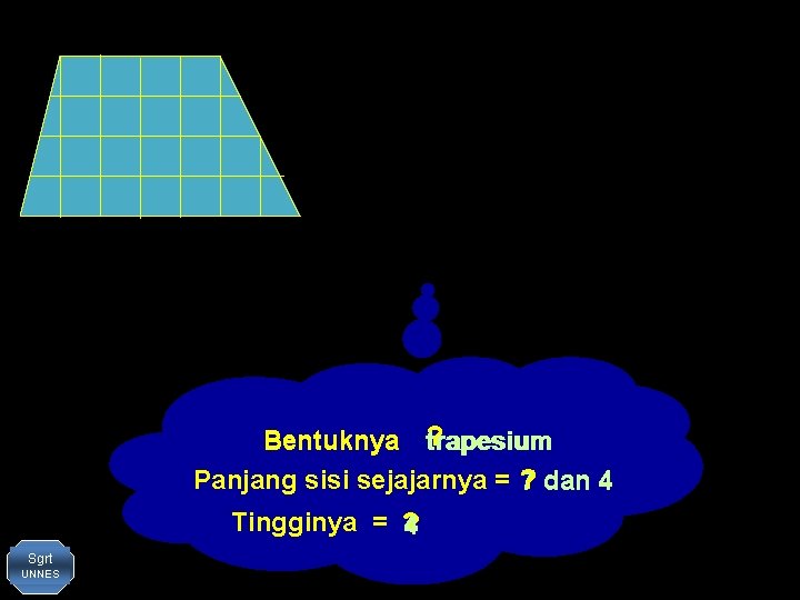 Bentuknya t? rapesium Panjang sisi sejajarnya = ? 7 dan 4 Tingginya = ?