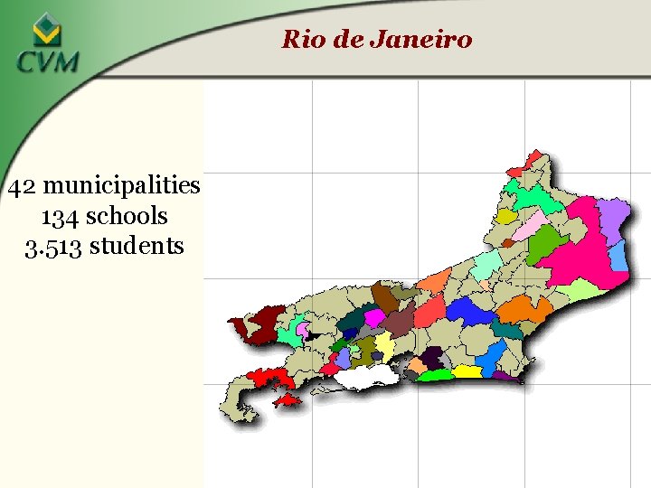 Rio de Janeiro 42 municipalities 134 schools 3. 513 students 