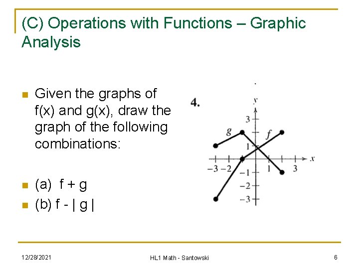 (C) Operations with Functions – Graphic Analysis n Given the graphs of f(x) and (C) Operations with Functions – Graphic Analysis n Given the graphs of f(x) and