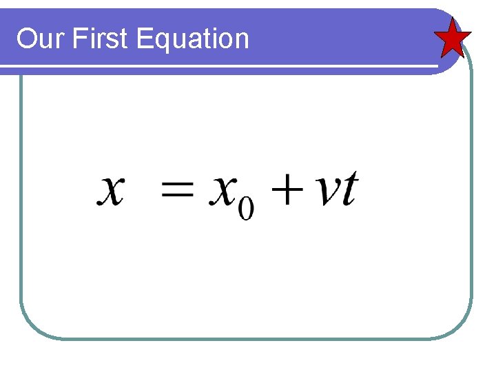 Our First Equation 