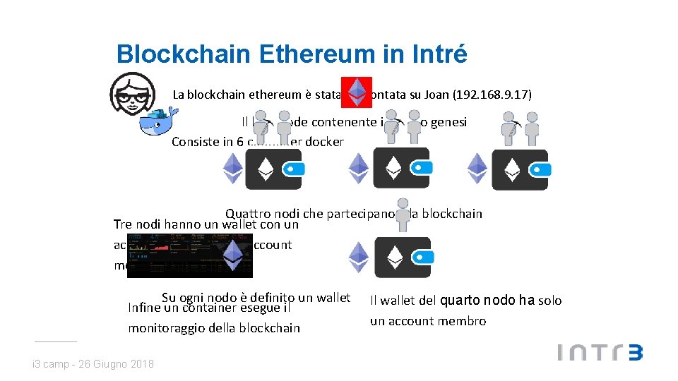 Blockchain Ethereum in Intré La blockchain ethereum è stata approntata su Joan (192. 168.