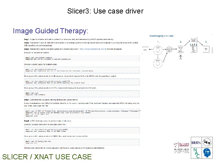 Slicer 3: Use case driver Image Guided Therapy: SLICER / XNAT USE CASE 