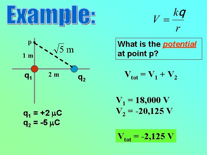 p What is the potential at point p? 1 m q 1 2 m