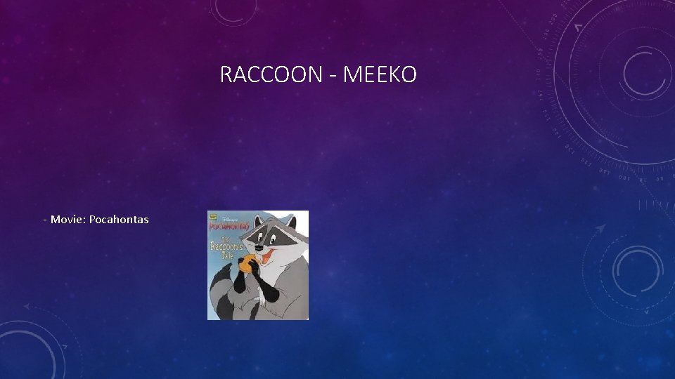RACCOON - MEEKO - Movie: Pocahontas 