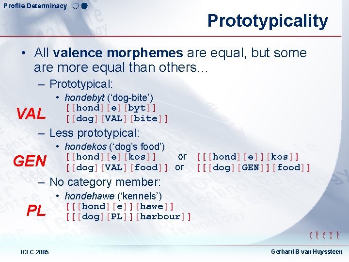 Profile Determinacy Prototypicality • All valence morphemes are equal, but some are more equal