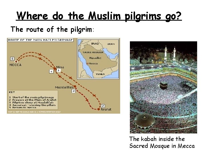 Where do the Muslim pilgrims go? The route of the pilgrim: The kabah inside