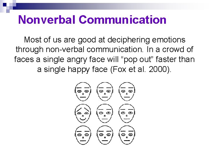 Nonverbal Communication Most of us are good at deciphering emotions through non-verbal communication. In