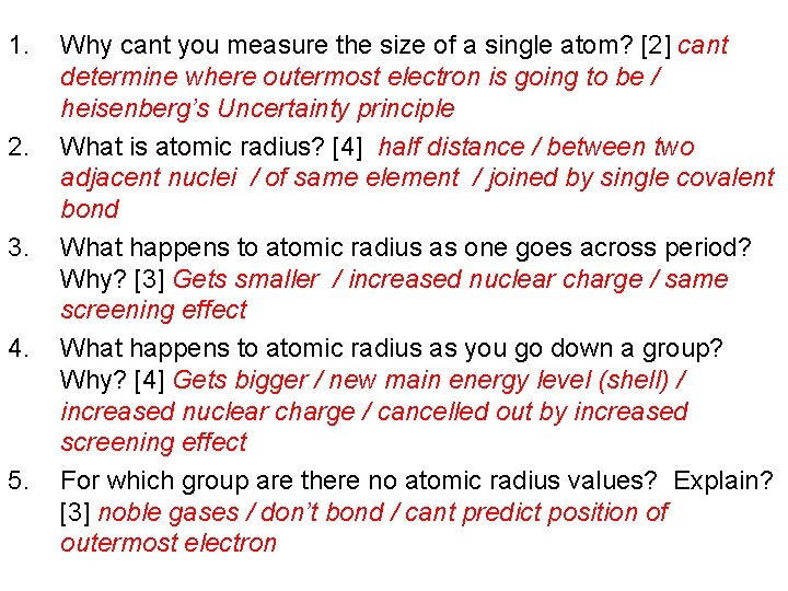 1. 2. 3. 4. 5. Why cant you measure the size of a single