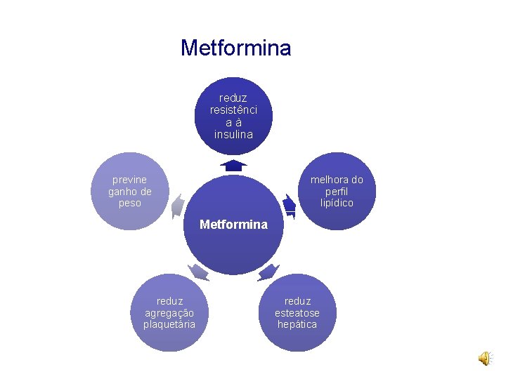 Metformina reduz resistênci aà insulina previne ganho de peso melhora do perfil lipídico Metformina