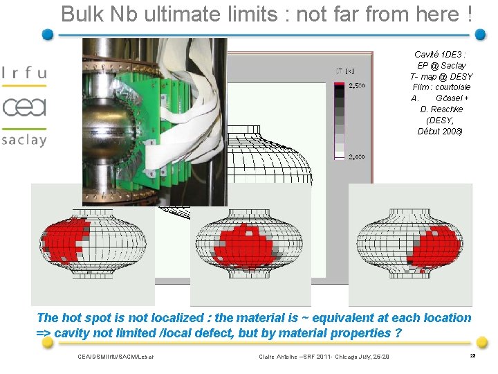 Bulk Nb ultimate limits : not far from here ! Cavité 1 DE 3