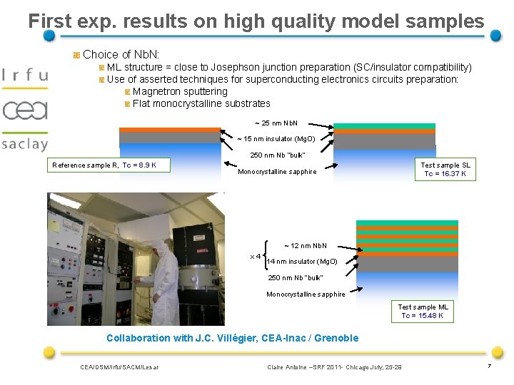 First exp. results on high quality model samples Choice of Nb. N: ML structure