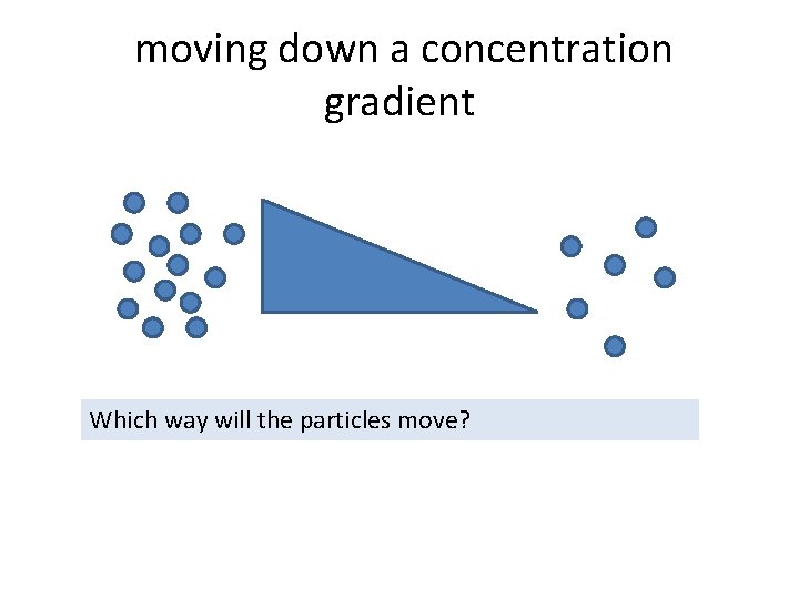 moving down a concentration gradient Which way will the particles move? 