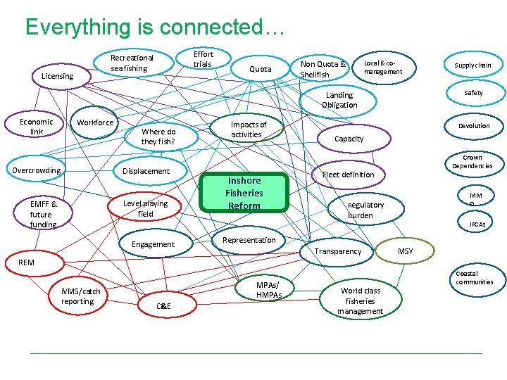 Everything is connected… Effort trials Recreational sea fishing Licensing Quota Local & comanagement Non