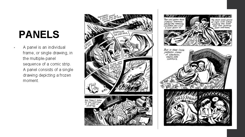 PANELS • A panel is an individual frame, or single drawing, in the multiple-panel