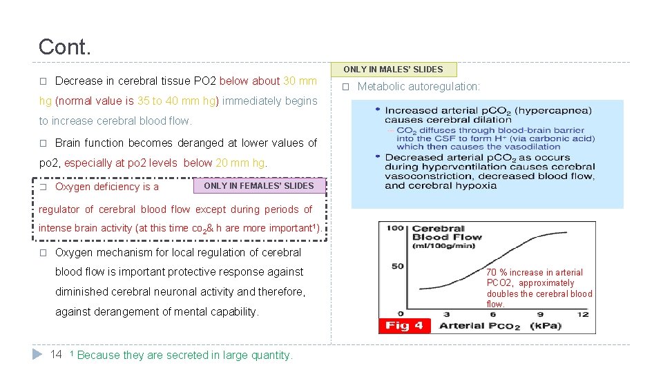 Cont. ONLY IN MALES’ SLIDES � Decrease in cerebral tissue PO 2 below about