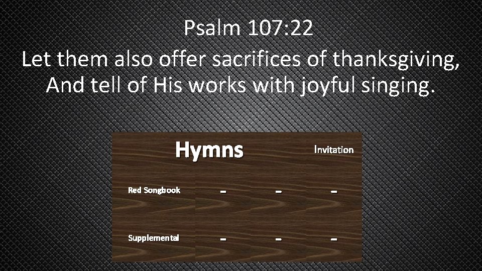 Psalm 107: 22 Let them also offer sacrifices of thanksgiving, And tell of His