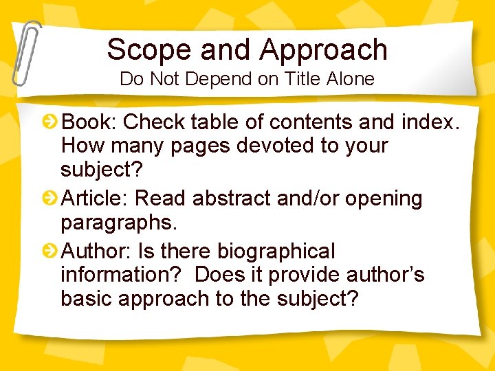 Scope and Approach Do Not Depend on Title Alone Book: Check table of contents