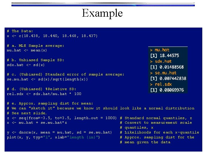 Example # The Data: x <- c(18. 438, 18. 440, 18. 468, 18. 437)