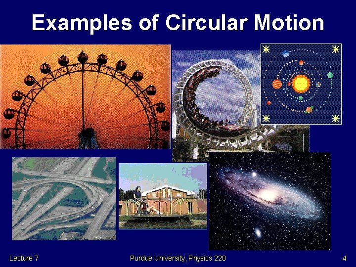 Examples of Circular Motion Lecture 7 Purdue University, Physics 220 4 