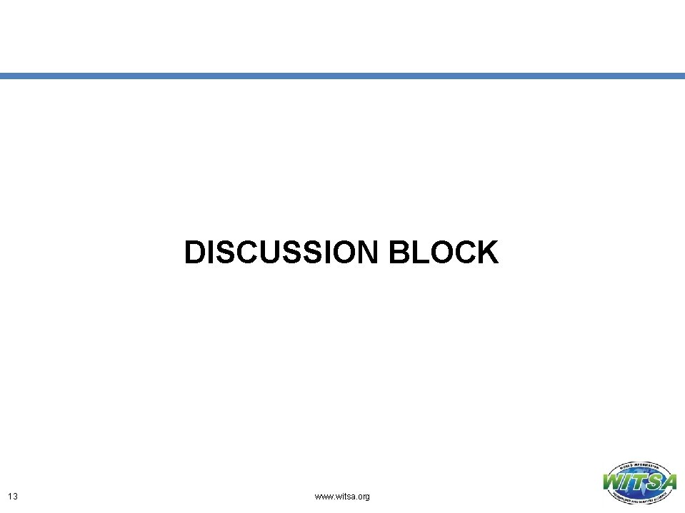DISCUSSION BLOCK 13 www. witsa. org 
