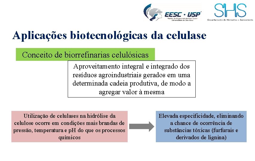 Aplicações biotecnológicas da celulase Conceito de biorrefinarias celulósicas Aproveitamento integral e integrado dos resíduos