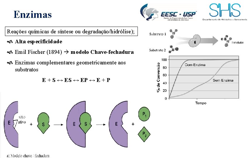 Enzimas Reações químicas de síntese ou degradação/hidrólise); Alta especificidade Emil Fischer (1894) modelo Chave-fechadura