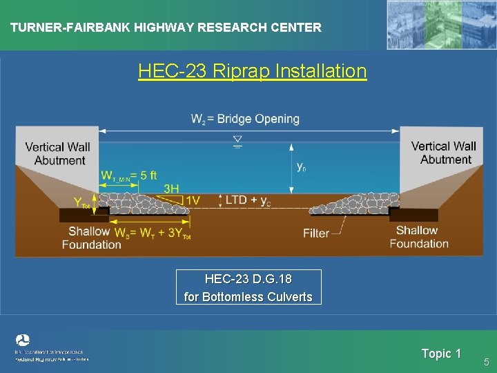TURNER-FAIRBANK HIGHWAY RESEARCH CENTER HEC-23 Riprap Installation HEC-23 D. G. 18 for Bottomless Culverts TURNER-FAIRBANK HIGHWAY RESEARCH CENTER HEC-23 Riprap Installation HEC-23 D. G. 18 for Bottomless Culverts