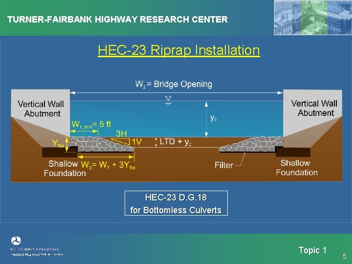 TURNER-FAIRBANK HIGHWAY RESEARCH CENTER HEC-23 Riprap Installation HEC-23 D. G. 18 for Bottomless Culverts