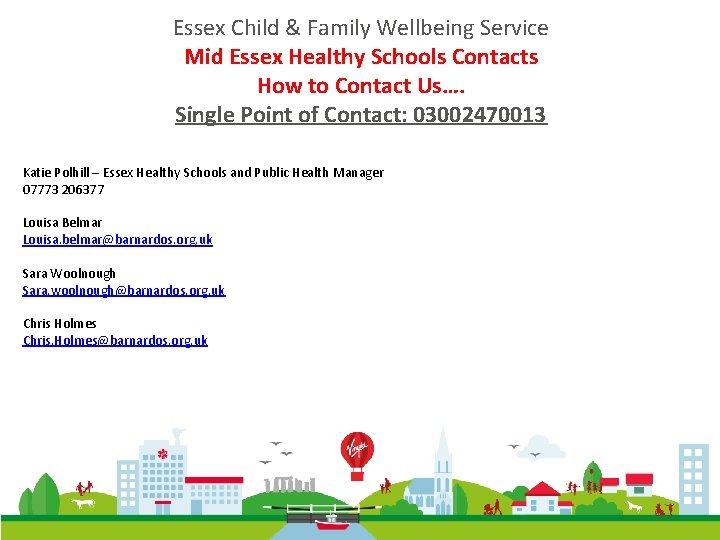Essex Child & Family Wellbeing Service Mid Essex Healthy Schools Contacts How to Contact